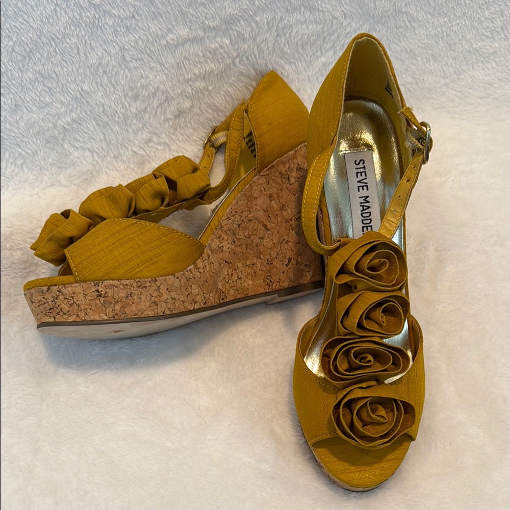 Steve Madden Yellow Wedge Sandals